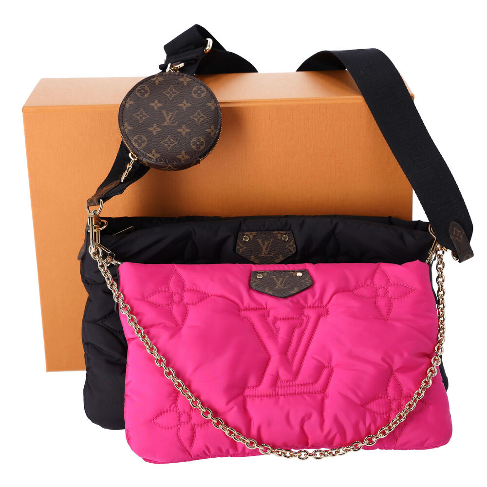 Louis Vuitton Maxi Multi Pochette Accessoires Pillow Shoulder Bag Black Pink - Picture 1 of 10